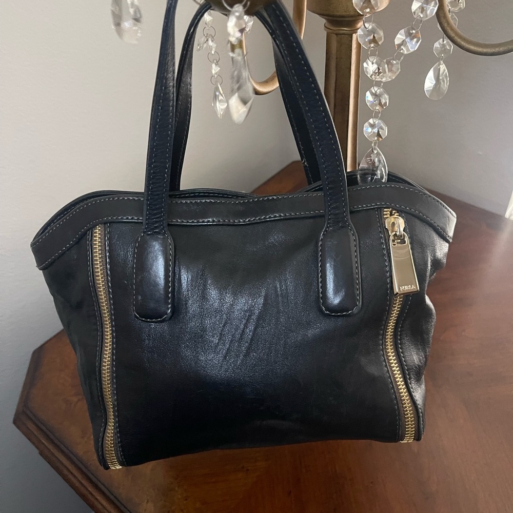 Furla Black and Gold Shoulder Bag with Structured Design - Picture 2 of 8